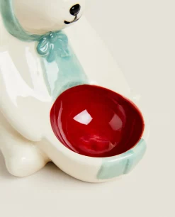 Stoneware Christmas Bunny Rabbit Egg Cup