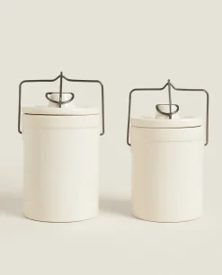 Stoneware Cylindrical Jar