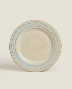 Stoneware Dinner Plate With Lines