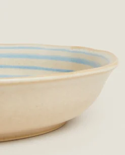Stoneware Soup Plate With Lines
