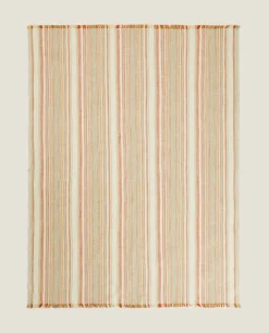 Striped Cotton And Linen Blanket
