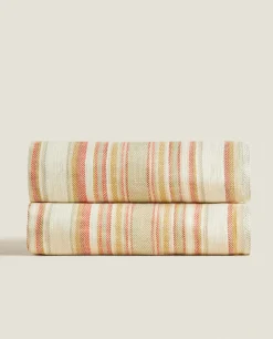 Striped Cotton And Linen Blanket