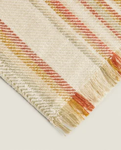 Striped Cotton And Linen Blanket