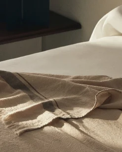 Striped Cotton-Linen Blanket