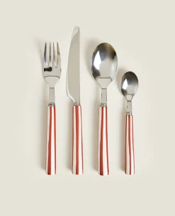 Striped Flatware Set (4 Pieces)