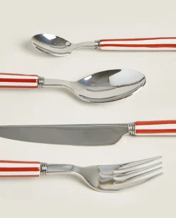 Striped Flatware Set (4 Pieces)