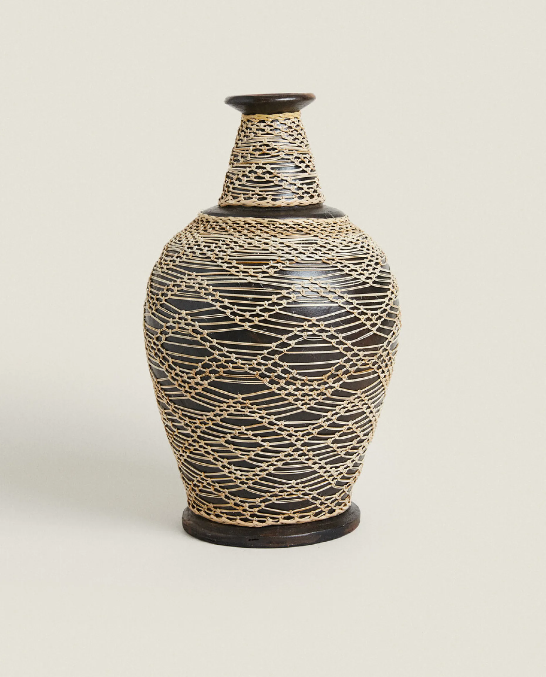 Terracotta And Rattan Vase