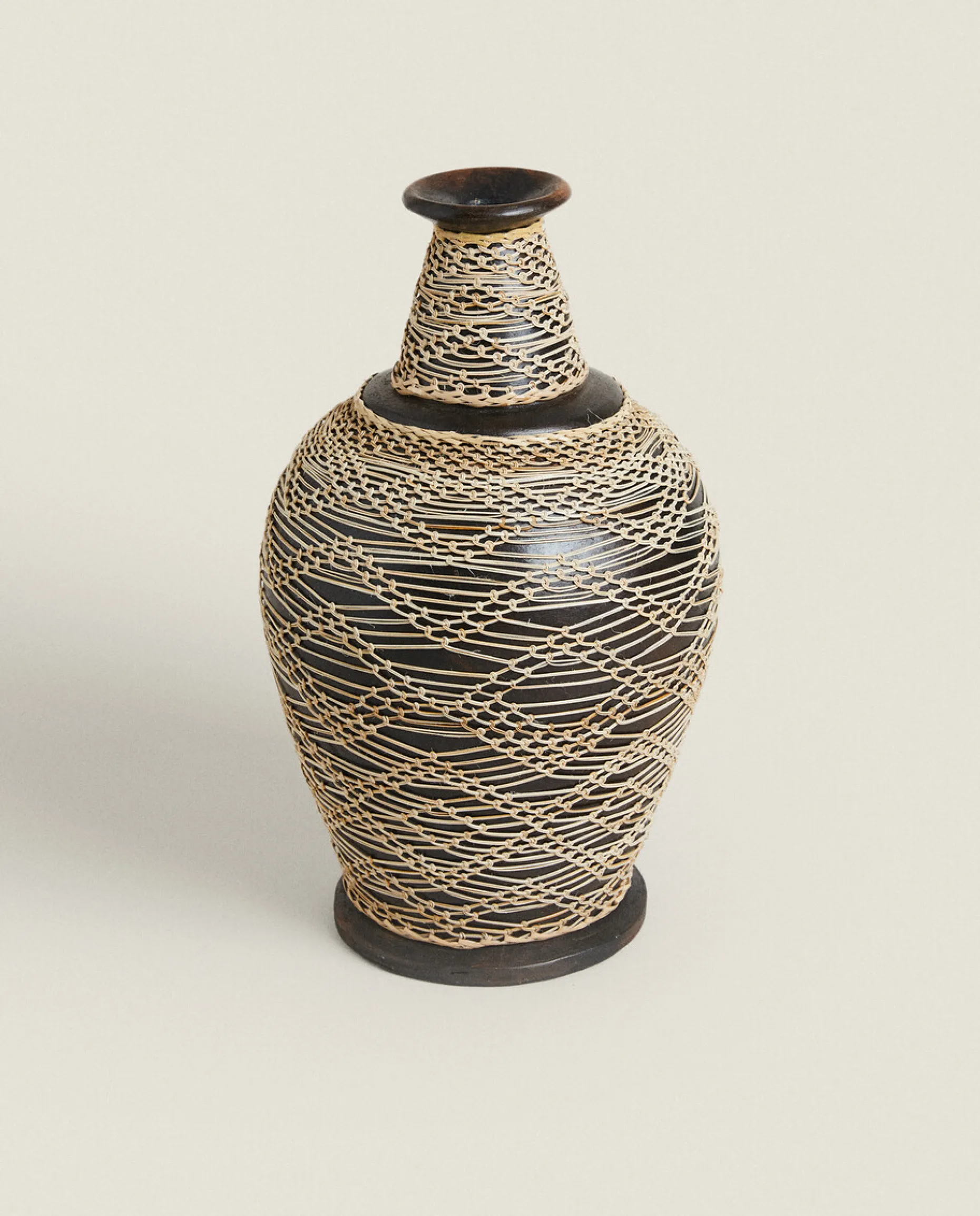 Terracotta And Rattan Vase