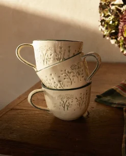 Textured Floral Christmas Mug