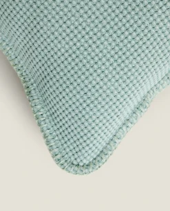 Textured Waffle-Knit Throw Pillow Cover
