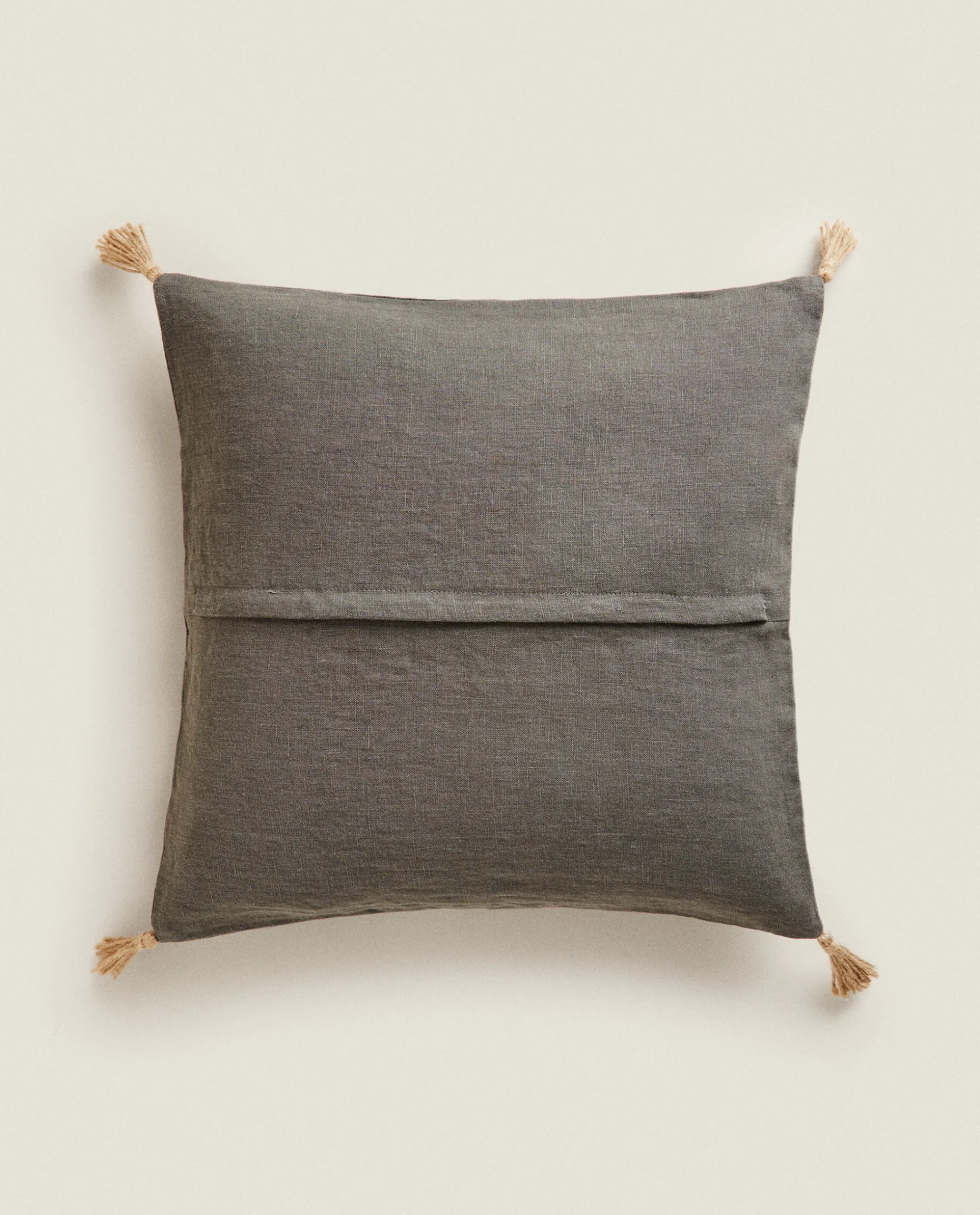 Throw Pillow Cover With Jute Tassels