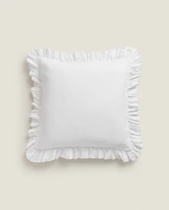 Throw Pillow Cover With Pleated Ruffle