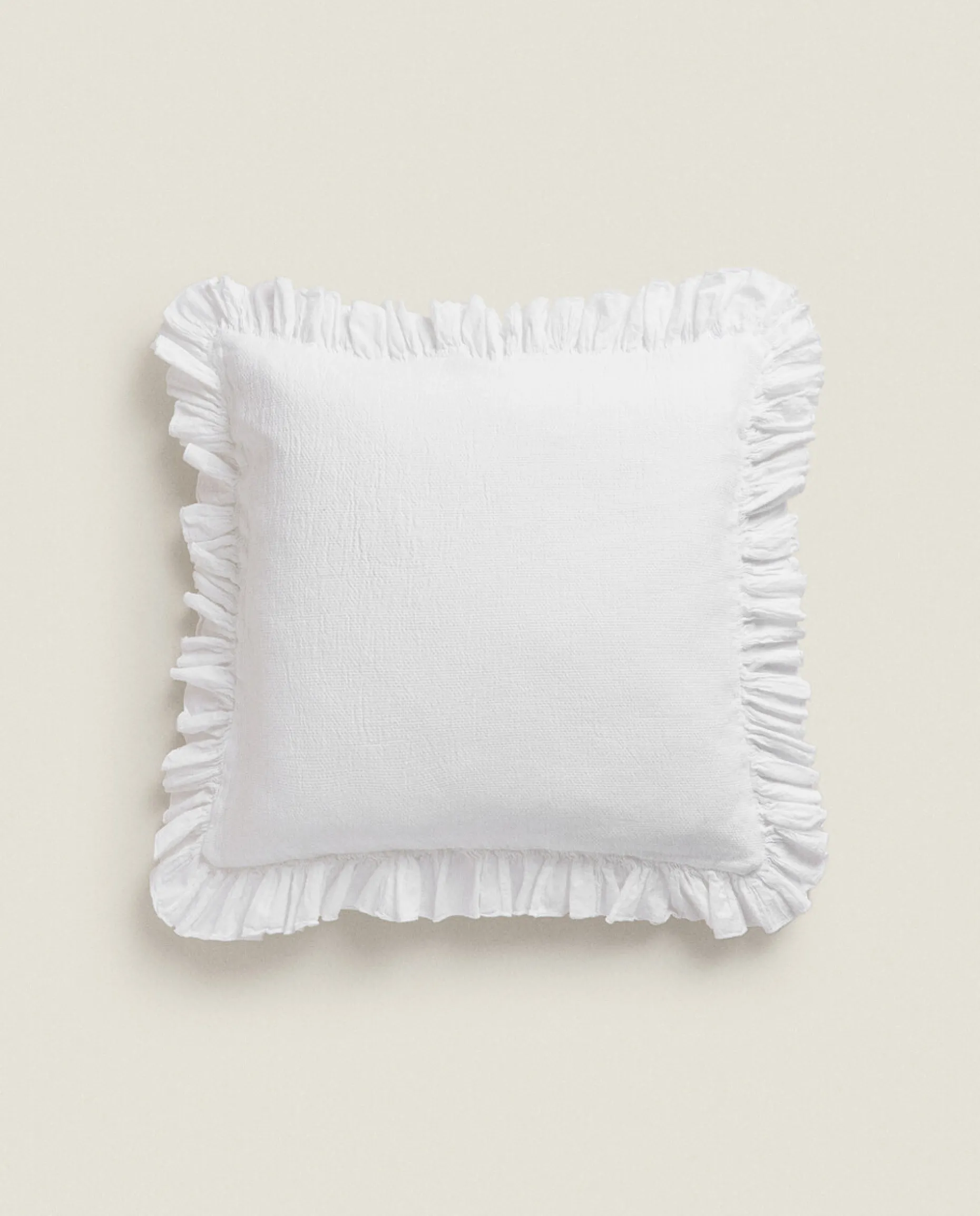 Throw Pillow Cover With Pleated Ruffle