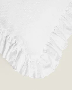 Throw Pillow Cover With Pleated Ruffle