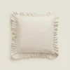 Throw Pillow Cover With Pleated Ruffle