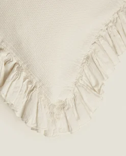 Throw Pillow Cover With Pleated Ruffle