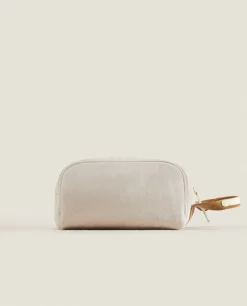 Toiletry Bag With Leather Detail