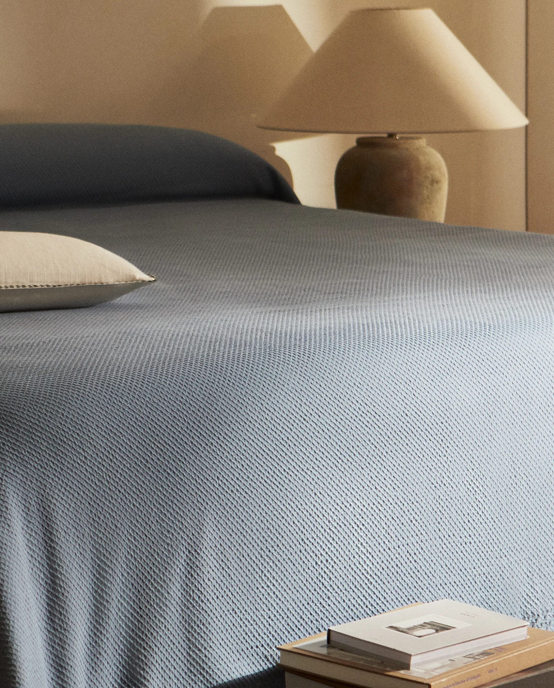 Waffle Texture Cotton Bedspread