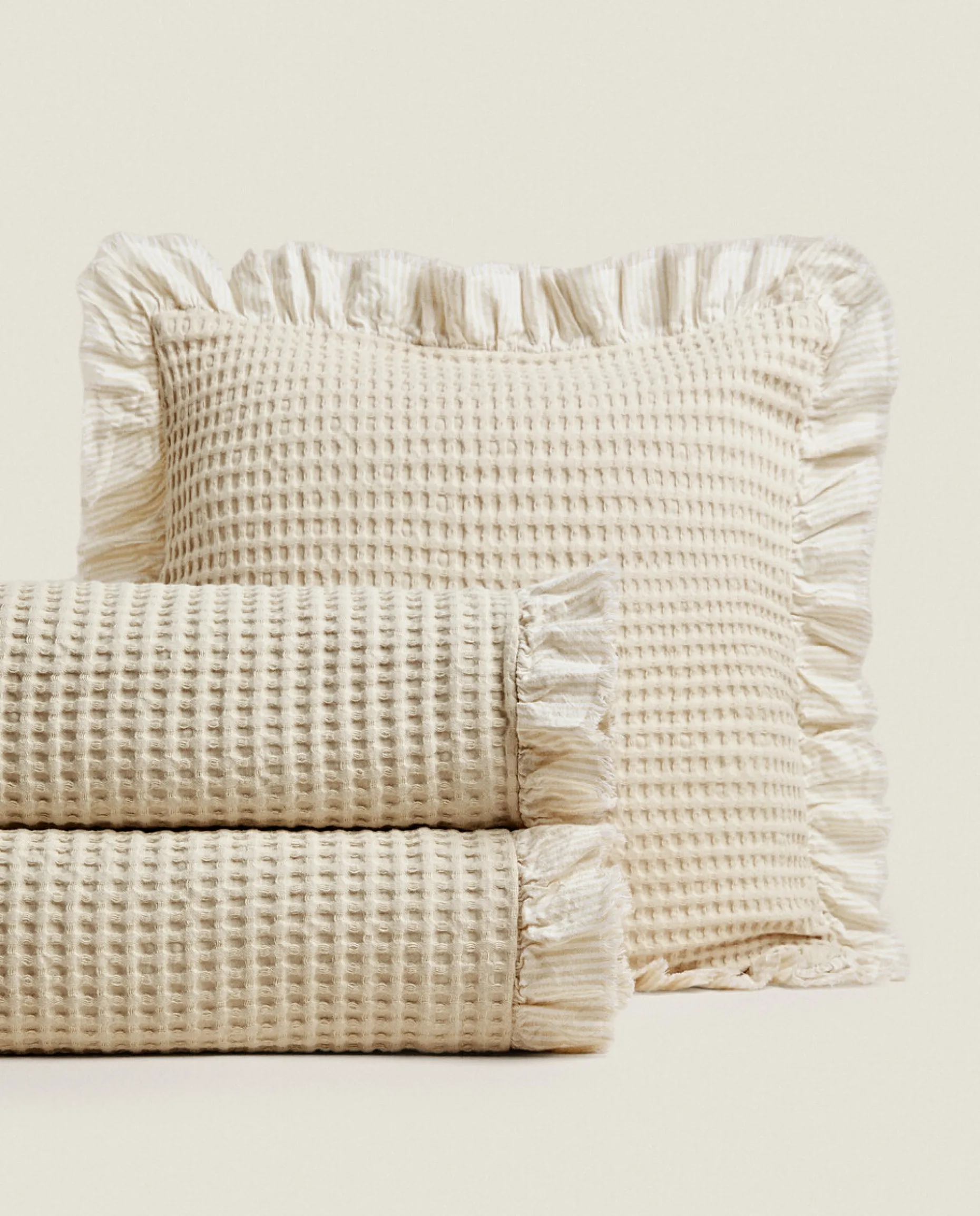 Waffle Texture Cotton Bedspread