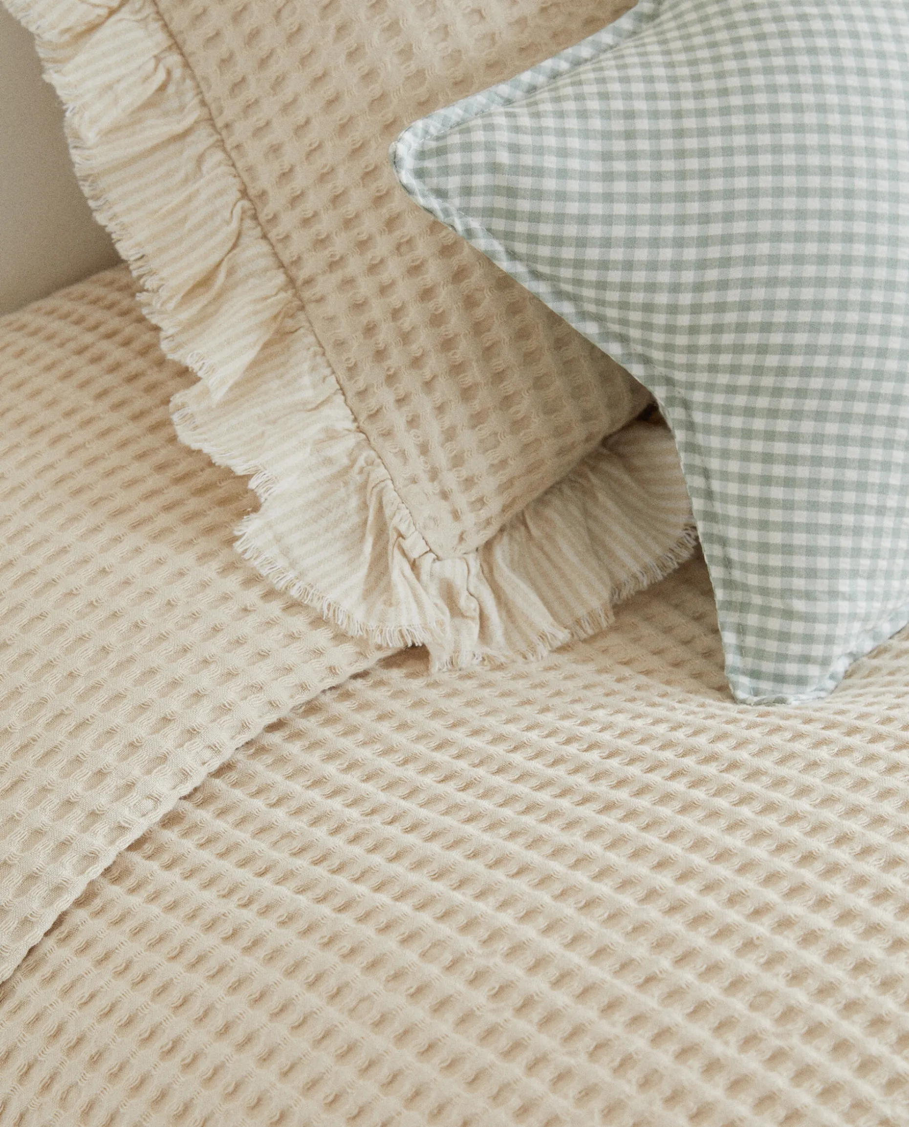 Waffle Texture Cotton Bedspread