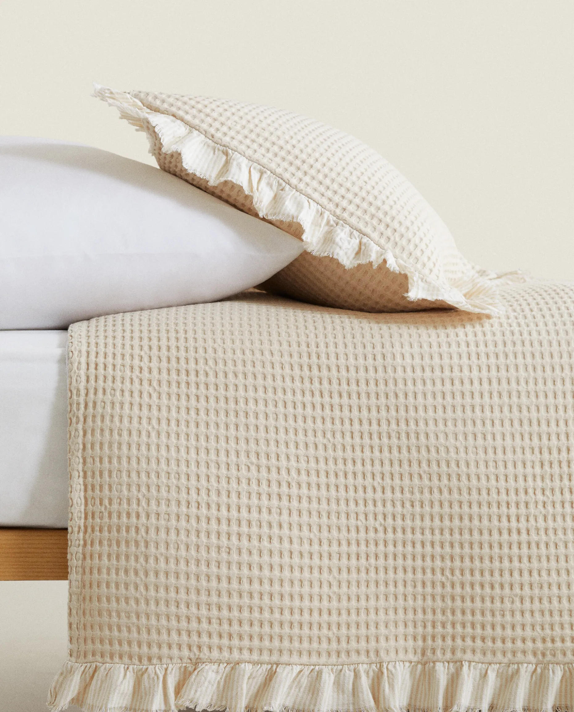 Waffle Texture Cotton Bedspread