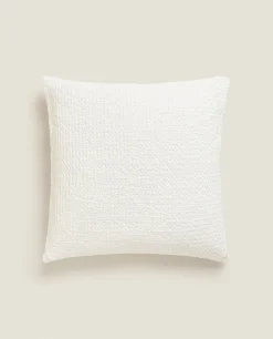 Waffle-Knit Throw Pillow Cover