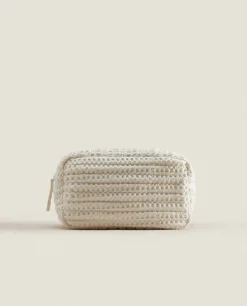Waffle-Texture Fabric Toiletry Bag