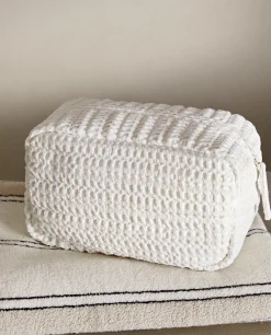 Waffle-Texture Fabric Toiletry Bag