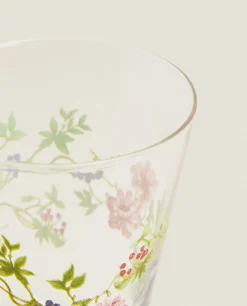Wine Glass With Floral Silk Screen