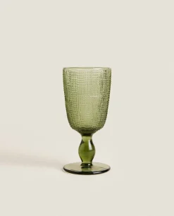 Wine Glass With Raised Design