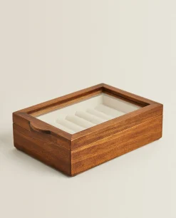 Wood And Linen Jewelry Box