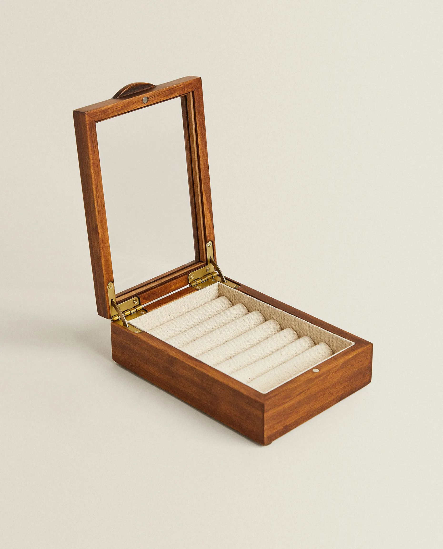 Wood And Linen Jewelry Box