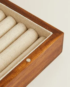 Wood And Linen Jewelry Box