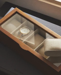 Wood And Linen Watch Box