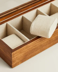 Wood And Linen Watch Box