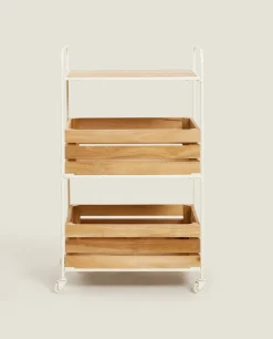 Wood And Metal Storage Cart