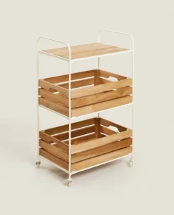 Wood And Metal Storage Cart
