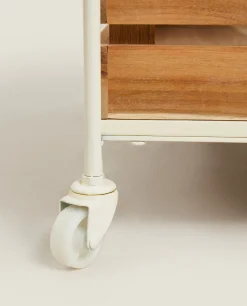 Wood And Metal Storage Cart