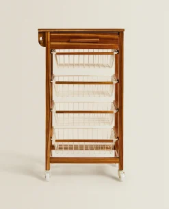 Wood And Metal Storage Furniture With Wheels