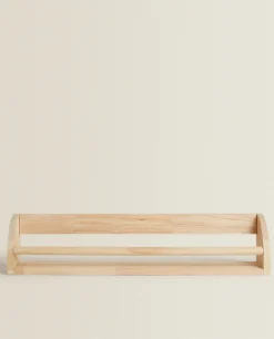 Wooden Shelf With Front Bar