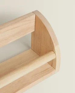 Wooden Shelf With Front Bar