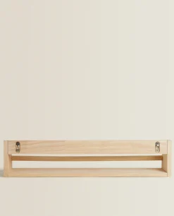 Wooden Shelf With Front Bar