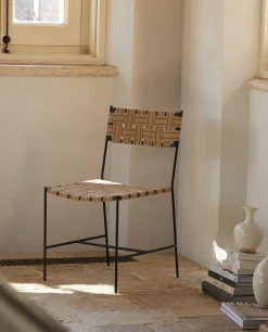 Woven Jute And Metal Chair